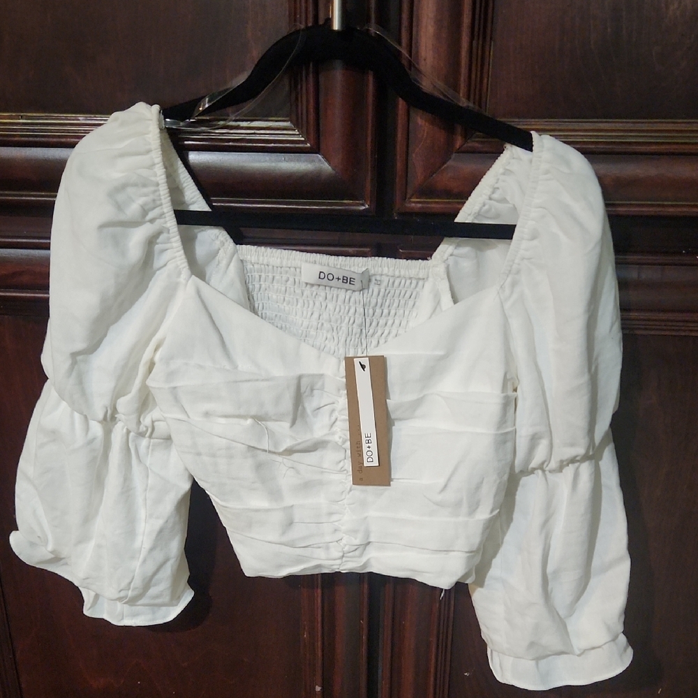 DO+BE Women's Cream Puff Sleeve Blouse